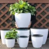 Lazy Flower Pot Automatic Water-Absorbing Flowerpot Plastic Self Watering Imitation Porcelain Green Plants Pot For Home Decor